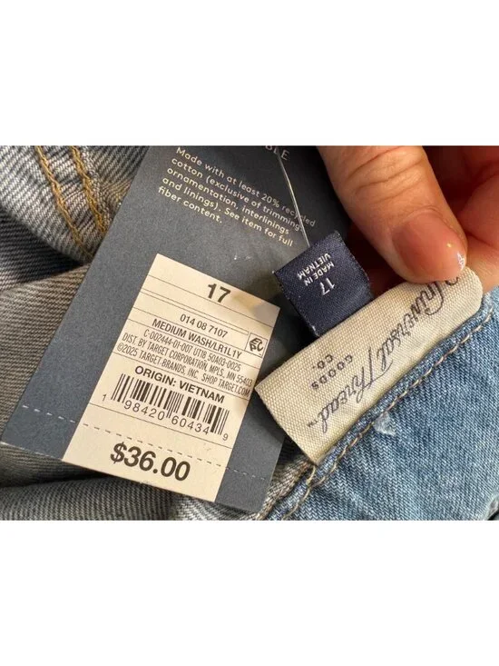 Universal Thread Size 17 Long Sleeve Romper Jean Medium Wash NWT - Picture 5 of 16